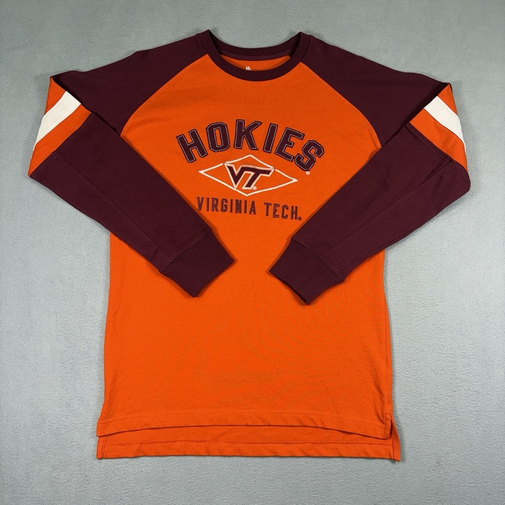 Virginia Tech Hokies Sweatshirt Mens Medium Orange Maroon Knights Apparel NCAA